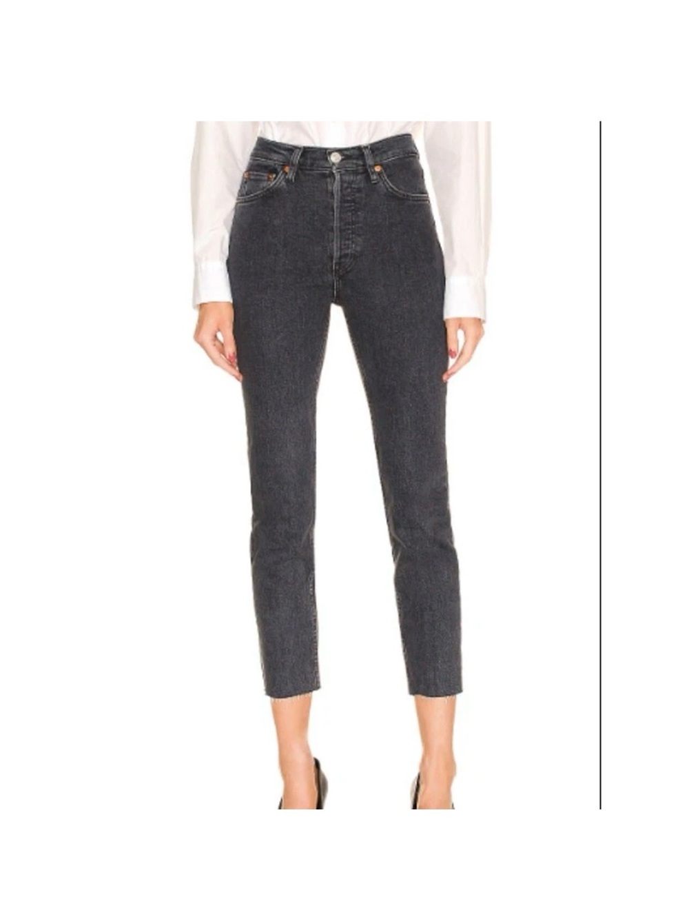 Re/Done Hi Rise Ankle Crop 90s Stoned Noir 25